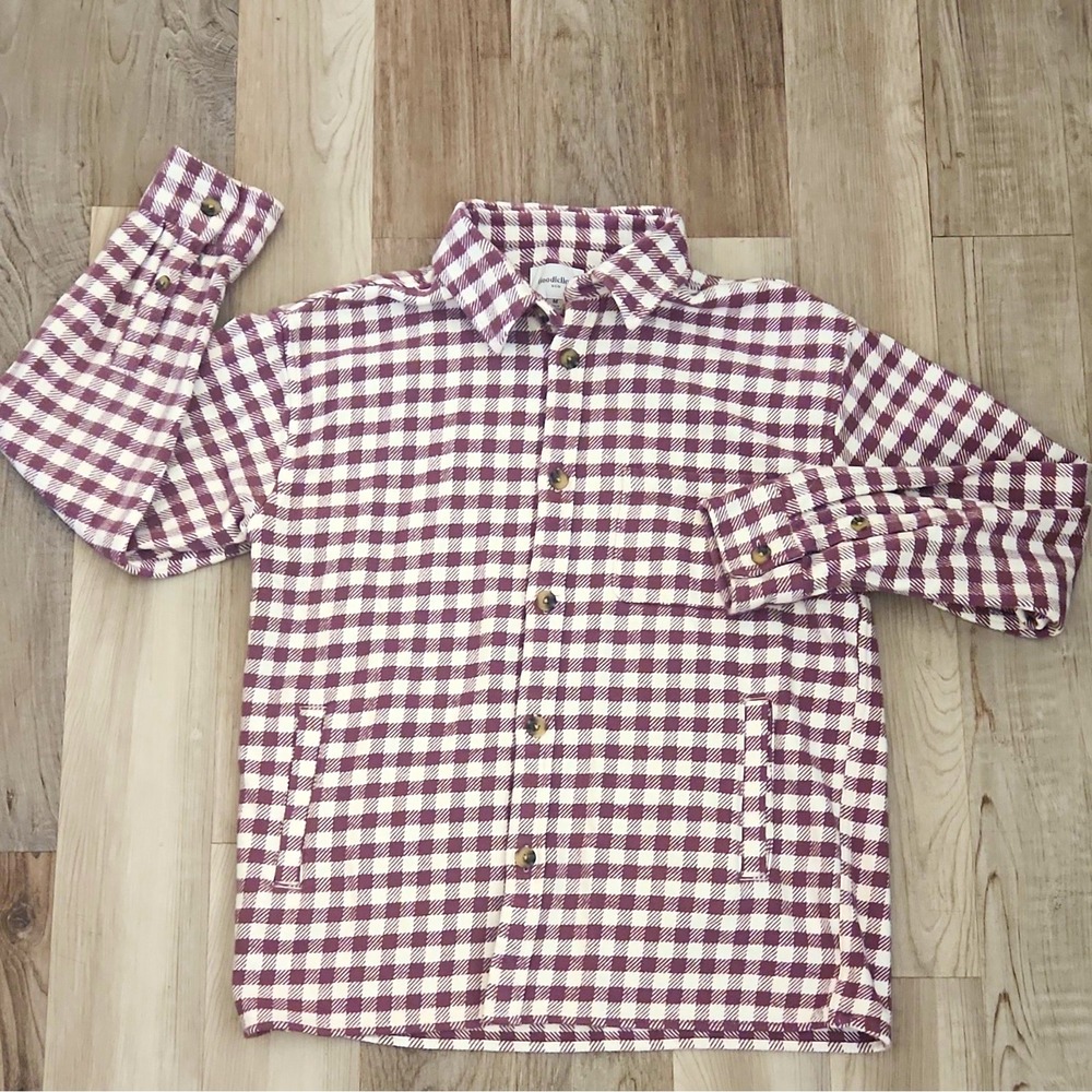 100% cotton Goodfellow & Co Men's Mauve White Check Flannel Button-Up, Size M